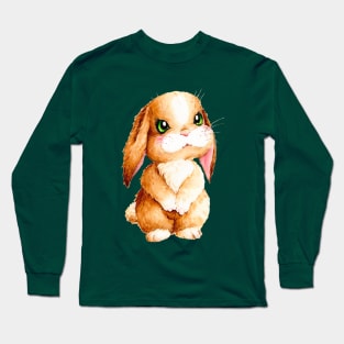 Kawaii Brown Bunny with Beautiful Shiny and Curious Eyes Long Sleeve T-Shirt